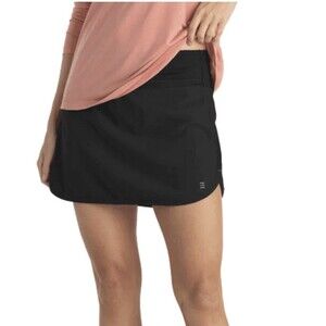 FREE FLY Skort Womens L Black Breeze Bamboo Lined Skirt Golf Tennis Pickleball